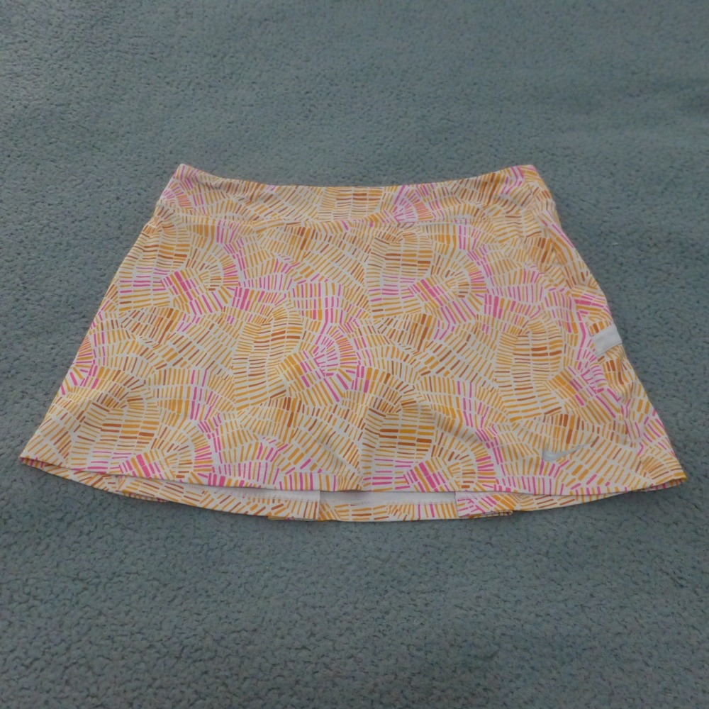 Nike Golf Skort Skirt Womens Large Dri-FIT Orange Pink Geometric Activewear